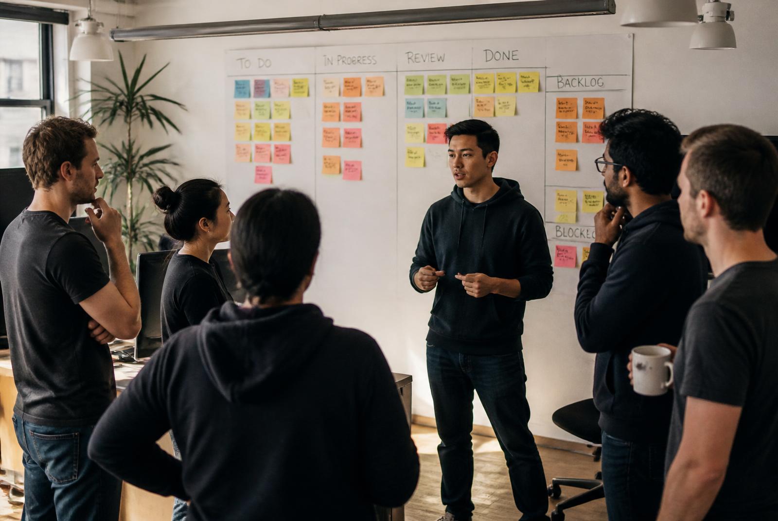 Cross-functional team in a sprint planning session