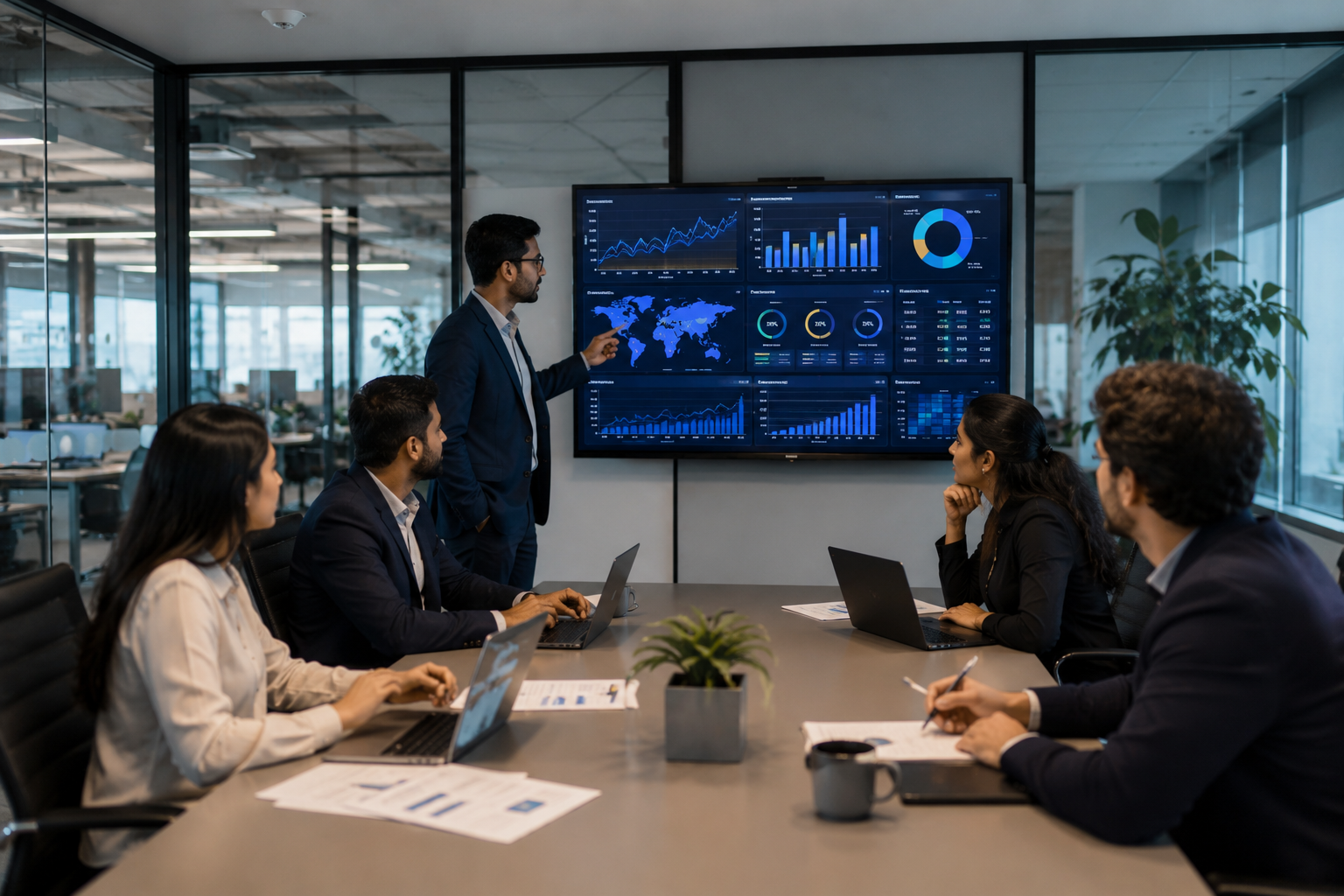 Data analytics workspace with live dashboards and metrics